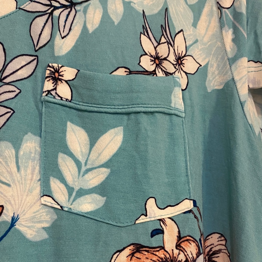Soma XL Cool Nights Long Sleepshirt SS - Teal Floral Nightgown 93% Rayon - Picture 4 of 12